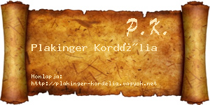 Plakinger Kordélia névjegykártya